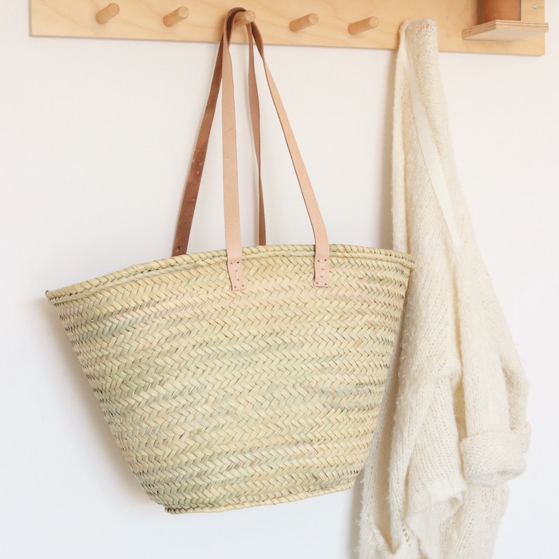 Sac jute naturel deco feuilles + 2 anses