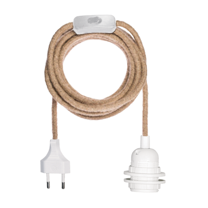 Cable D'alimentation Blanc 3 Fils + Interrupteur