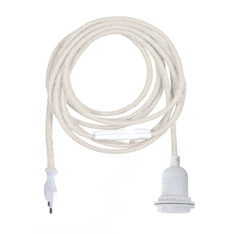 Cable prise, noir ou corde, avec interrupteur, 400cm, Jolies Trouvailles