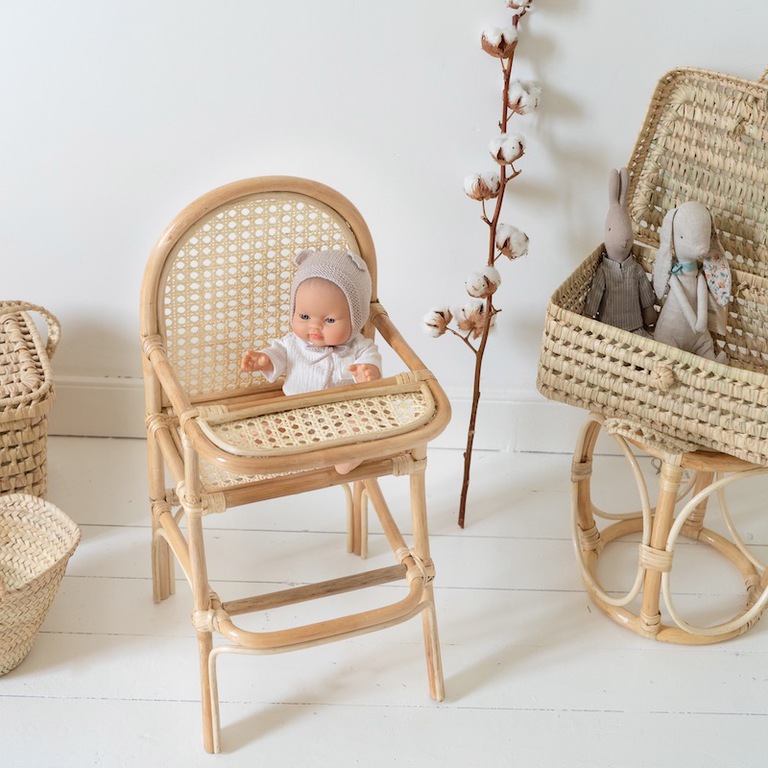 Chaise haute pour poupée en cannage et rotin Garance - Le Joli Shop