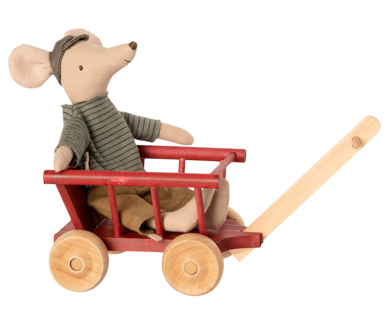 chariot-rouge-bois-maileg