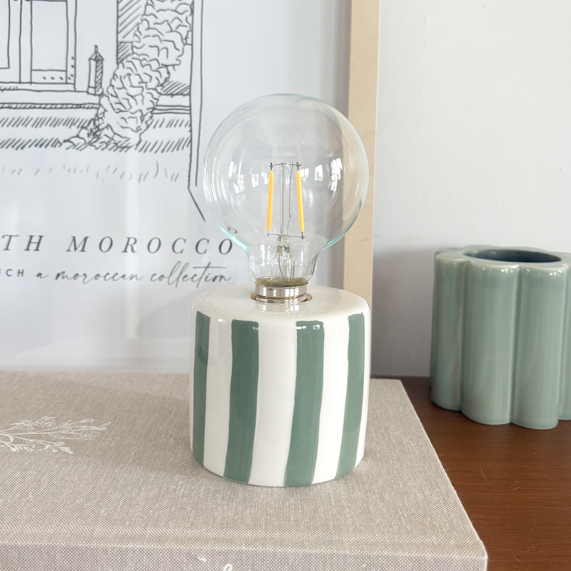 lampe-ceramique-rayures-vert
