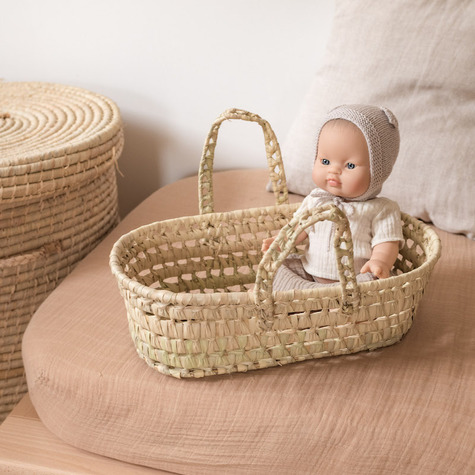 Couffin bébé avec pied balancelle en bois massif plumetis Barbie rose