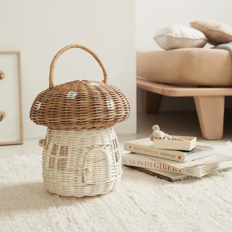 Panier de rangement pour linge et vêtements en osier couleur